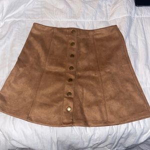 Faux Suede Tan High Waisted Skirt